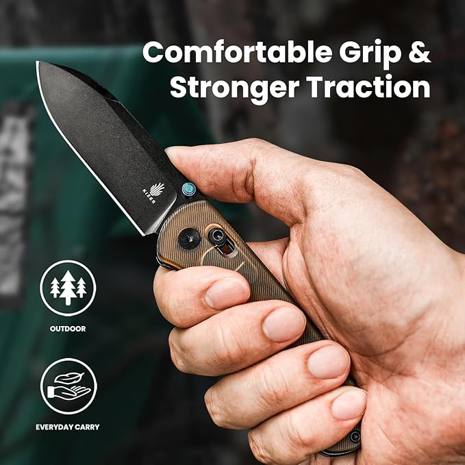 Kizer Drop Bear EDC Pocket Knife 2.98” Nitro-V Steel Blade PEI Handle Folding Knife with Thumb Stud Opener Clutch Lock Knife for Men Women Gift V3619A2