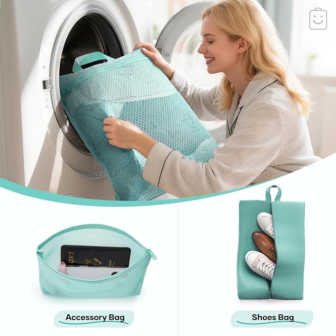 Veken 9/11 Set Compression Packing Cubes for Travel EssentialsCompressible Expandable Large Luggage Suitcase Organizer Bags for ClothingDurable Space Saver Storage Bags(Blue Green)