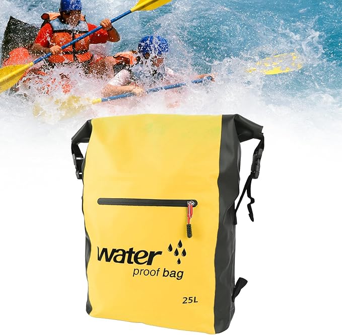 Alomejor 25L Dry Bag Kayaking Camping Drifting with Shoulder Strap Wet Dry Separation Design High Grade PVC Material for Outdoors (Yellow)