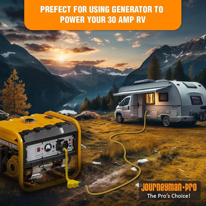 L5-30 to Triple 5-15R Generator Power Cord Adapter by Journeyman Pro | 30A to 15A/110V 3-Way Splitter | 3-Prong Distribution Cords (2'FT L530P to Triple 5-15R)