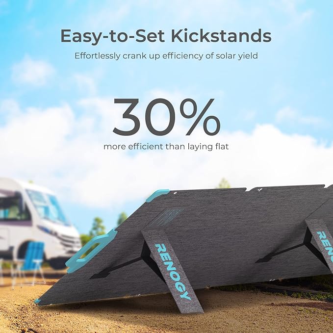 Renogy E.FLEX 220 Watt Waterproof Foldable Portable Solar Panel with Kickstand &amp Carry Handles for Road Trip Camping RV and Fishing