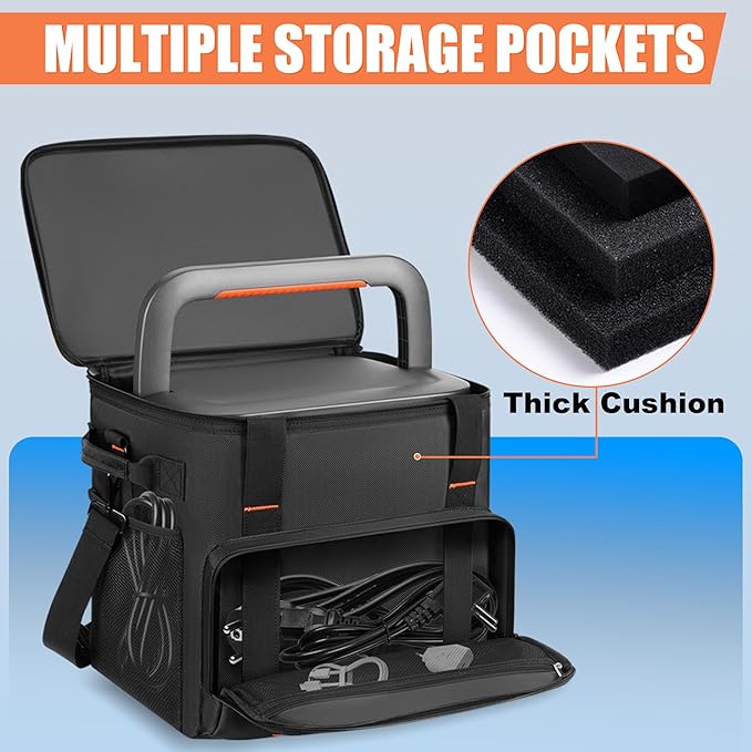 Portable Station Bag Compatible with Jackery Explorer 2000 v2/ 2000/ 2000 Pro/1000 Plus/ 1500/ 1500 Pro/ BLUETTI Elite 200 V2 Padded Travel Carrying Bag with Large Accessory Pocket &amp Shoulder Str