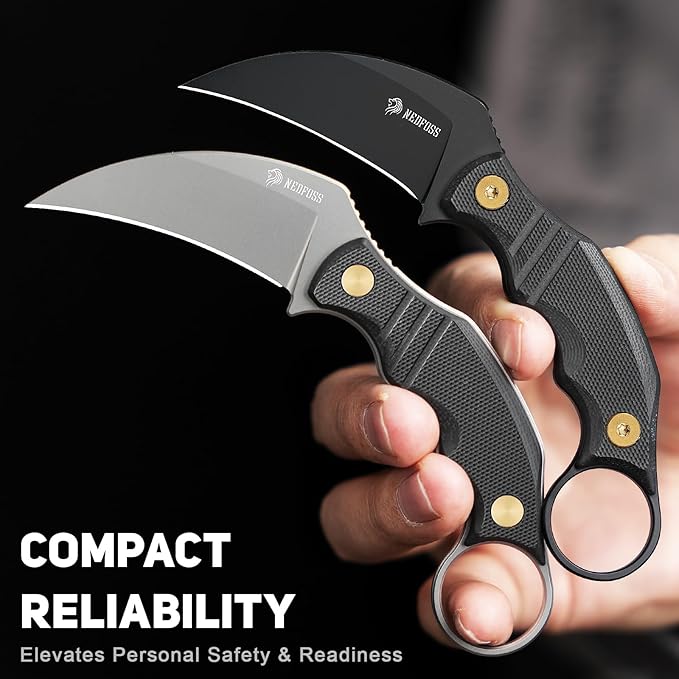 NedFoss VULTURE EDC Fixed Blade Knife with Kydex Sheath 2.87 14C28N Steel Tactical EDC Knife with G10 Handle and Adjustable Belt Clip Horizontal Carry Belt Knives for Men Women