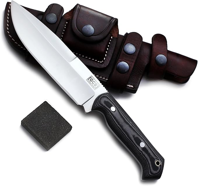 GCS Custom Handmade Black And White Handle D2 Tool Steel Buffalo Hide Sheath GCS 148