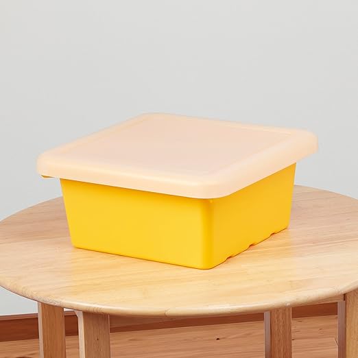 ECR4Kids Square Bin with Lid Storage Containers Yellow 2-Pack