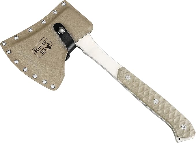 ROUTE83 Knives Hand Hammered Tactical Tomahawk Hatchet Axe with Kydex Sheath