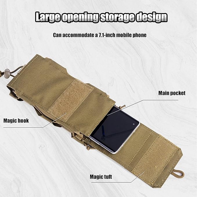 Tactical Molle Pouch Outdoor Mobile Phone Storage Bag Waterproof EDC Waist Bag for Phone Pen Sport Trail Running Hiking
