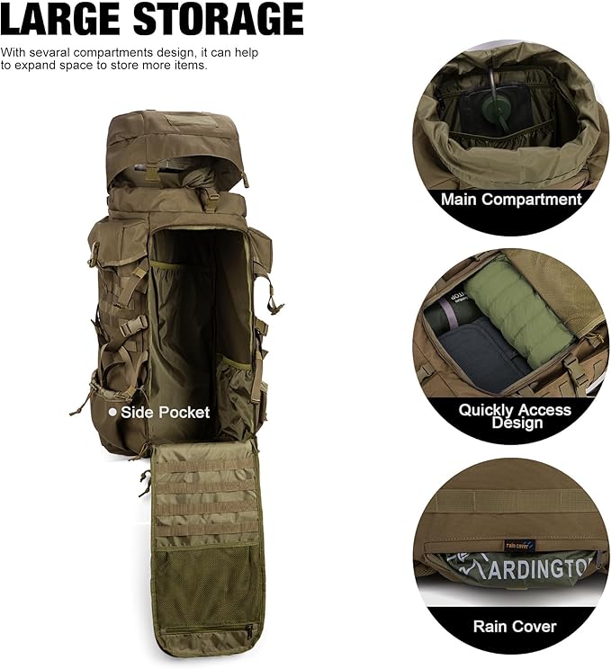 Mardingtop 70L Internal Frame Backpack for HuntingCampingHiking Backpacking Backpack with Rain Cover