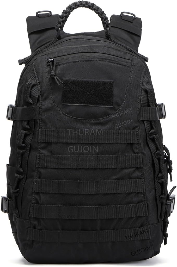 38L Nylon Waterproof Trekking Fishing Hunting Bag Backpack Outdoor Military Rucksacks Tactical Sports Camping Hiking (Black)