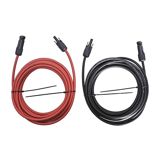 WFLNHB 25FT 12AWG Black + Red 12 Gauge Solar Panel Extension Cable Wire with Female and Male Connector Solar Connector