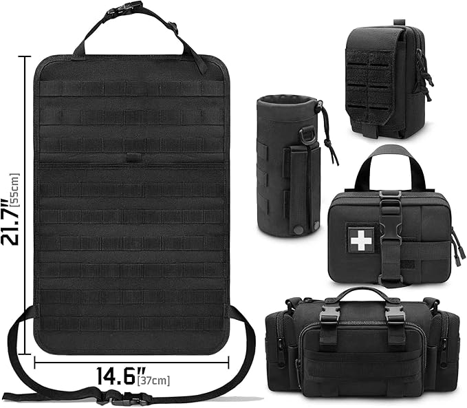 Molle Seat Back Organizer Tactical Seat Covers with Pouches Molle Tactical Vehicle Organizers Panel Car Seat Covers Protector for Truck