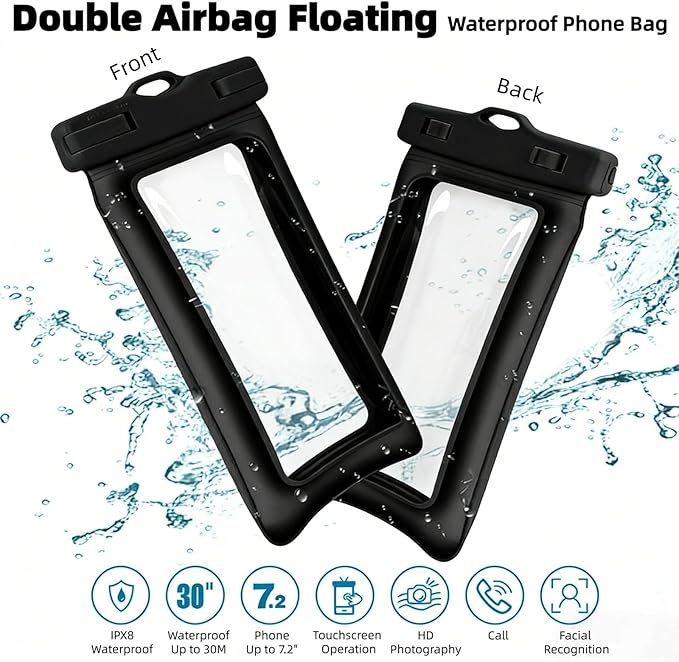 Waterproof Backpack 20L Roll Top Closure Dry Bag Water Proof Black Lightweight Floating Dry Bag for Kayaking Boating Hunting Durable Hiking Backpack with IPX8 Waterproof Phone Pouch-Black 7
