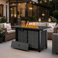43 Propane Fire Pit Table with Glass Wind Guard &amp Lid 50000 BTU Outdoor Gas Fireplace Weather-Resistant Smokeless 2-in-1 Rectangular Coffee Table for Patio Garden