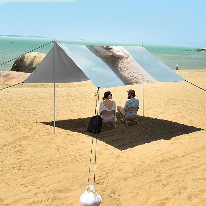 ALAZA Llama Wearring Sunglasses Beach Tent Sun Shelter UPF50+ Protection Beach Shade Canopy w/ 4 Sandbags for Outdoor Camping Fishing Backyard Fun Picnic 10x9 ft
