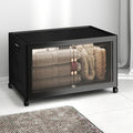 Stackable Storage Bins with Lids Collapsible Storage Boxes Foldable Plastic Storage Drawers for BedroomOffice Dorm (1 Black XL)