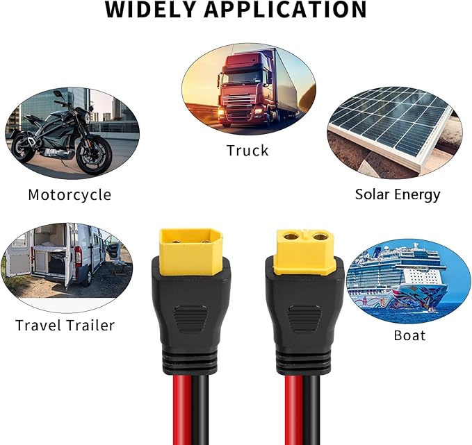 Ansoufien 10AWG XT60 Extension Cable 20FT XT60 Cable with Male to Female Connector for Portable Power Station Solar Panel RC Battery