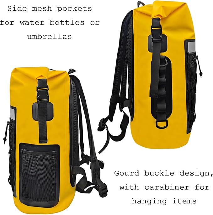 Waterproof Backpack 35 L PVC Lightweight Front Mesh Pocket Dry Bag for Kayaking Travel Hiking BoatingGreen