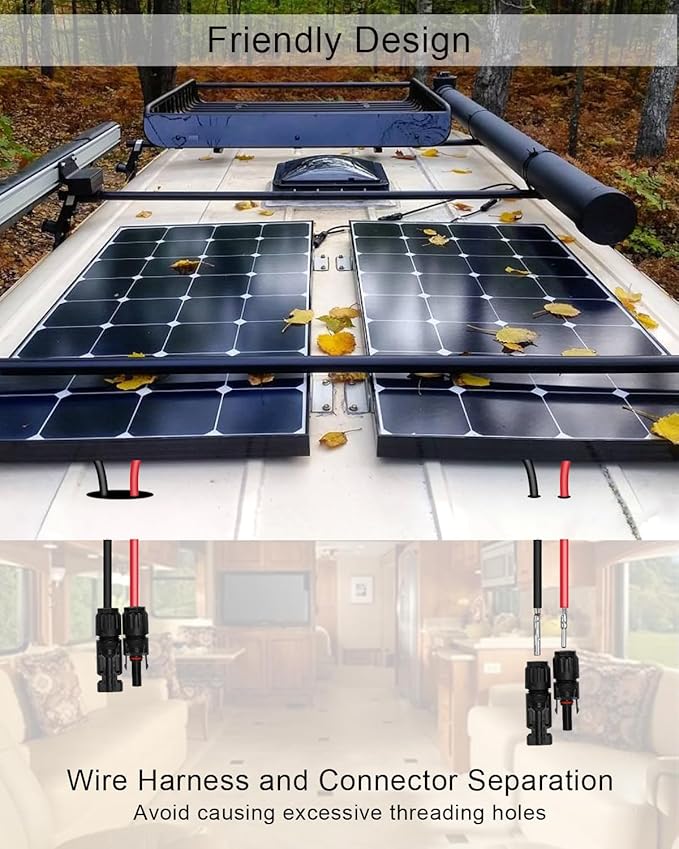 TIKSCIENCE Weatherproof Solar Cable Entry Gland Entry Housing Solar Junction Box Fit for RV Boat Camper Van Building Garage Shack with 10Ft 10AWG Solar Extension Cable Connector