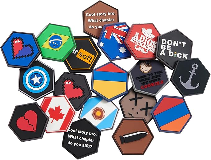 Lancer Tactical Assorted Military PVC Patches - Flag Funny and Morale Designs with Hook &amp Loop for Jackets Bags and Backpacks (20 PCS)