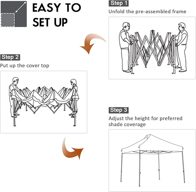 Tangkula 10x10 Ft Pop Up Canopy Easy Set-up Outdoor Tent Commercial Instant Shelter Portable Folding Canopy Tent w/Wheeled Carry Bag 3 Adjustable Heights Guy Ropes &amp Ground Stakes (Grey)
