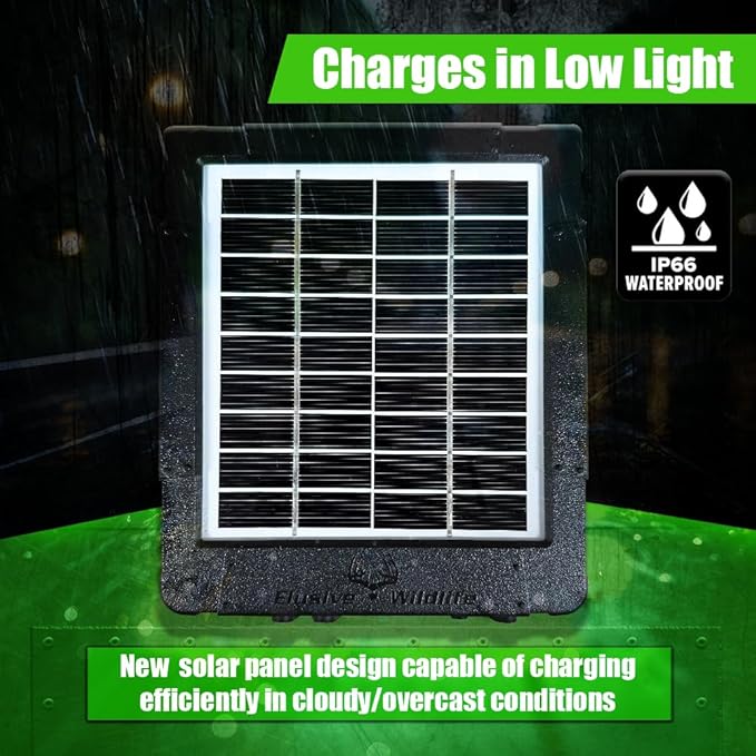 Elusive Wildlife Reaktor Universal Solar Power Pack for Security Camera Trail Camera Game Camera Compact Solar Panel with Rechargeable Battery &amp Mounting Bracket for Hunters 3 watt Panel 12V 6