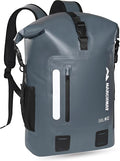 MARCHWAY Roll Top Waterproof Backpack Floating Dry Bag 20L/30L/45L with Ergonomic Rectangular Base Cushioned Back Hip Strap for Hiking Camping Kayaking Travel (Grey 30L)