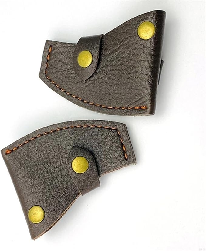 PU Leather Axes Sheath Waist Mount Axes Head Cover with Button Clip Hatchets Sleeve for Outdoor Camping Blade Protection