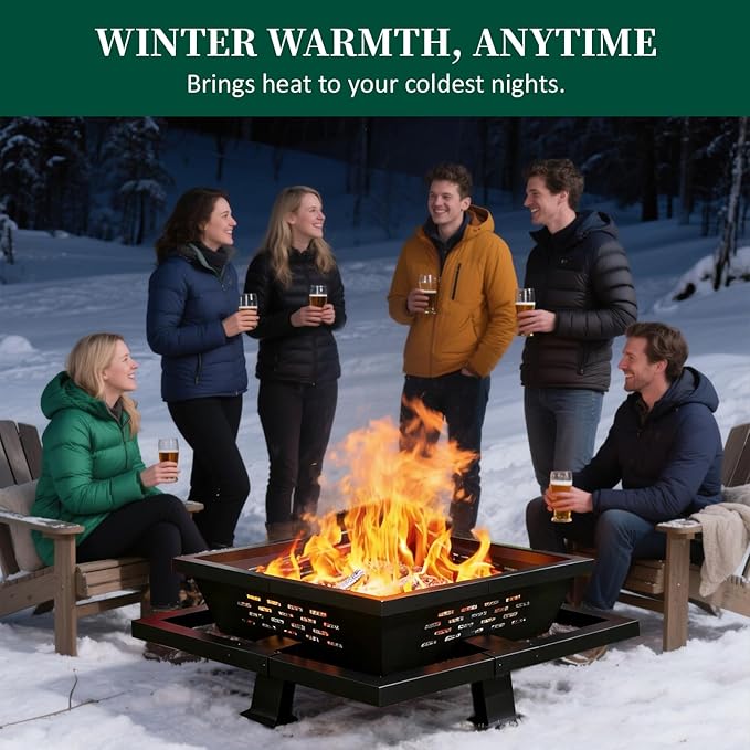 47 Inch Fire Pit for Outside Outdoor Wood Burning Firepit with Poker Heavy Duty Fire Pit for Camping Backyard Patio
