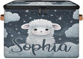 Custom Storage Basket with Name Personalized Storage Bins with Zipper Lid Foldable Fabric Storage Box Large capacity with Handle Cloud Sheep