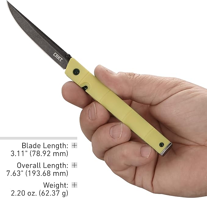 CRKT CEO Everyday Carry EDC Pocket Folding Knife with Liner Lock: Stainless Steel Plain Edge Blade Glass-Reinforced Nylon Handle Pocket Clip 7096YGK