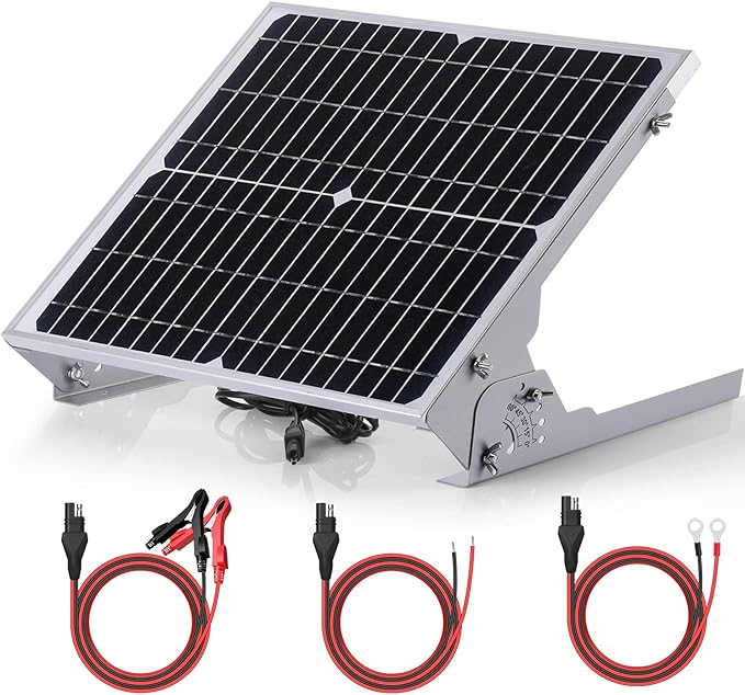 SUNER POWER 20W 12V Solar Battery Charger Maintainer Built-in Smart MPPT Charge Controller Adjustable Mount Bracket Waterproof 20 Watt Solar Panel Kits for Car Automotive Boat Marine RV Trailer