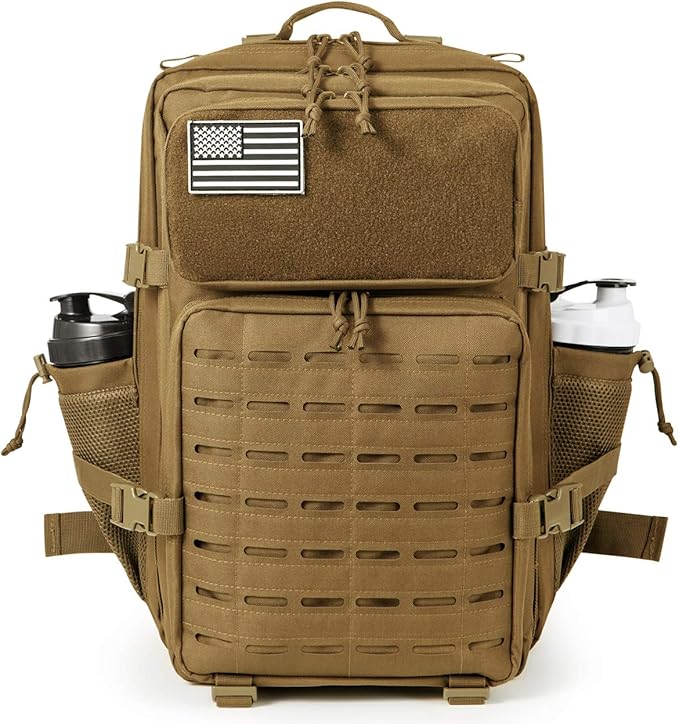 QT&ampQY 25L/45L Military Tactical Backpack For Men Molle Daypack 3 Day Bug Out Bag Hiking Rucksack With Bottle Holder