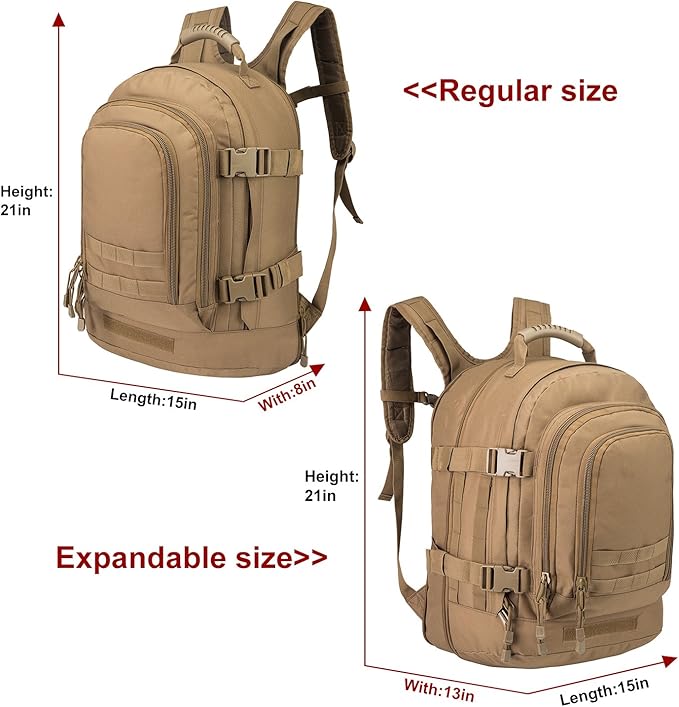 Large 3 Day Expandable 39L-64L Backpack Military Tactical Hiking Camping Daypack