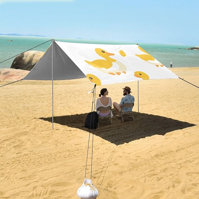 ALAZA Funny Cute Duck Beach Tent Sun Shelter Portable Canopy Sunshade for Outdoor Camping Picnics Backyard Fun 10x9 ft