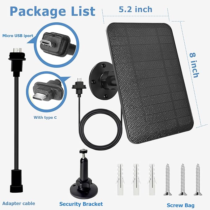 4W Solar Panel for Blink Camera Solar Panel Compatible with Blink Outdoor 4 (4th Gen) Camera Waterproof Solar Charger for Camera Outdoor (3rd Gen)/XT3XT2/XT(Not Included) with 10Ft Cable 2 Pack