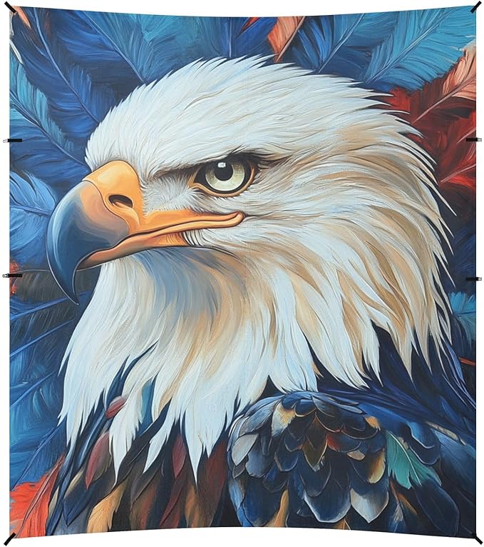 ALAZA America Color Eagles Feathers Beach Tent Sun Shelter Portable Canopy Sunshade for Outdoor Camping Picnics Backyard Fun 10x9 ft