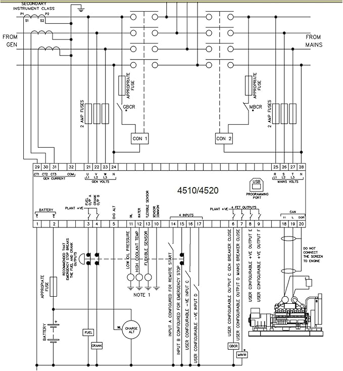 DSE4520 AMF Control Module Automatic Transfer Switch with LCD Display Generator Auto Start Controller Mains Failure Detection Self Starting Kit