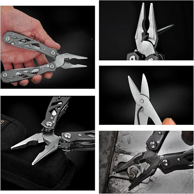 Multitool Pliers with Safety Lock Portable Stainless Steel Pliers Folding Knife Saw EDC Multi Tool for Outdoor Camping Fishing Hiking Man's Gift