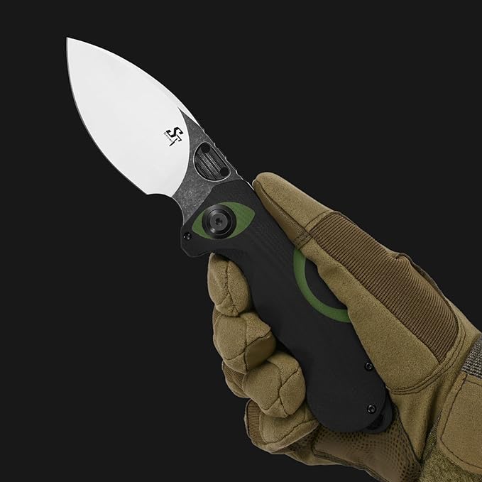 Sitivien ST162 Folding KnifeAUS-10 Steel Blade with G10 Handle Pocket Knife EDC Tool Knife for Outdoor CampingHikingHuntingFishing(Green)
