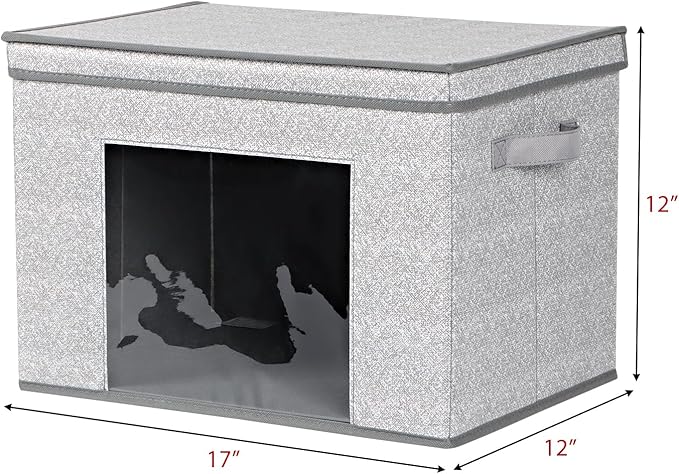Univivi Foldable Fabric Storage Boxes Large Storage Bins with Lids [4-Pack] Collapsible Storage Cube Organizer Closet &amp Bedroom Organization Containers Home Storage Cube Box (Gray 17“ x 12” x 1