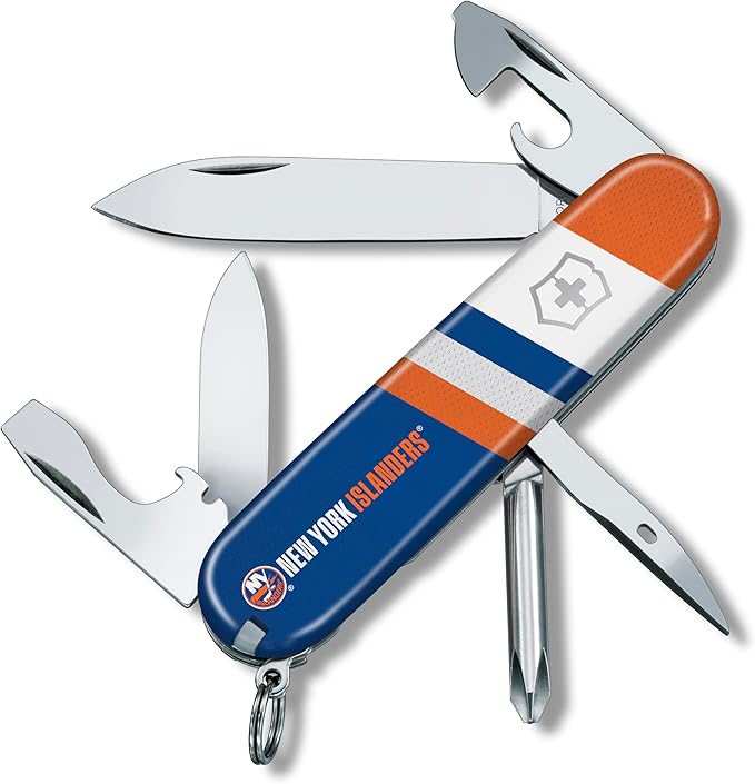 Victorinox Tinker Swiss Army Knife – Compact 12 Function Swiss Made Pocket Knife with Large Blade Small Blade and Bottle Opener – New York Islanders