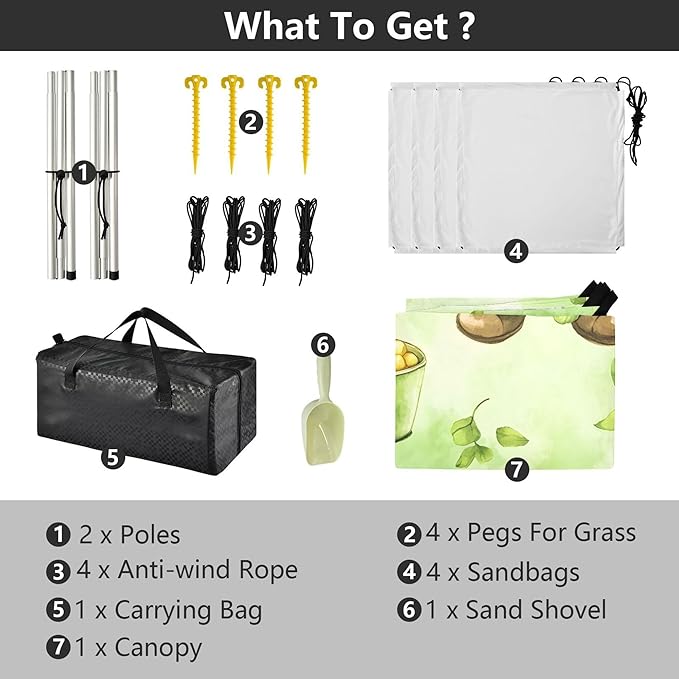 St. Patrick's Day Beach Canopy Sun Shelter with Sandbags &amp Sand Shovel &amp Windproof Ropes - Portable 110x126 Beach Shade Beach Tent for Camping Picnics