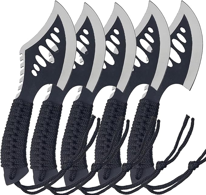 Lightweight Tactical Hatchets Small Camping Backpacking Axe with Nylon Fiber Handle for Bushcraft Outdoor Survival Hiking with Tactical Holes and Detachable Parachute Cord-5 Pack