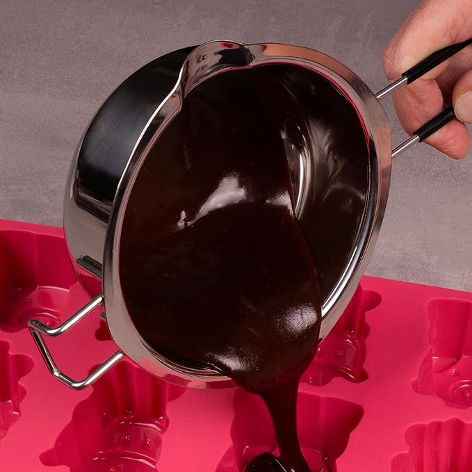 Lurch Stainless steel melting pot ideal for melting chocolate butter cheese and more precise spout with heat-resistant silicone handle dishwasher safe