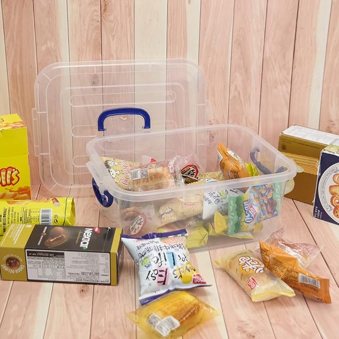 8 L Clear Plastic Storage Box with Handles 2 Packs