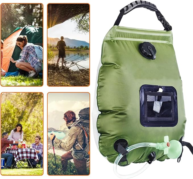 ALI2 Solar Shower Bag 5 Gal/20L Solar Heating Camping Shower Bag with Removable Hose&ampOn-Off Switchable Shower Head for Camping Traveling Hiking Beach Swimming