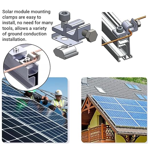 10PCS Solar Mounting System Grounding Clip Lug Bracket Clamps Photovoltaic Support Parts Coupling Earthing Cable Clamp