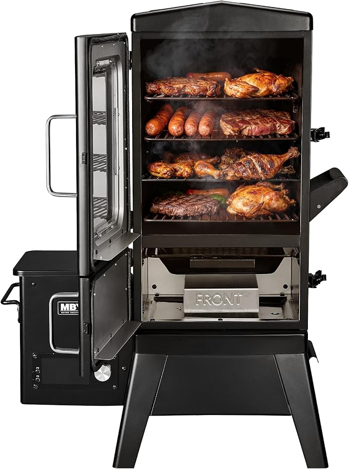 Vertical Electric Pellet Smoker with Cover &amp Meat Probe 4-Rack Digital BBQ Electric Smokers 616 Sq.in LED Temperature Control Ribs Brisket Chicken