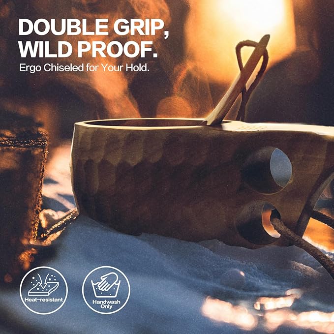 Nordic Kuksa 8oz (225ml) w/spoon wood cups for drinking Handcrafted Wooden Camping Cup Set - Bushcraft Gear. Crafted from natural hardwood. Wilds-to-Home Ready! Classic Wood Turtle Double Hole.
