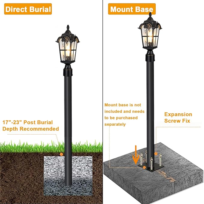 Accessory Outdoor Light Post Steel 3 x 84 for Exterior House Porch Patio Deck - Black